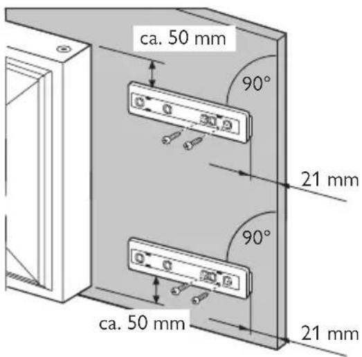 ca. 50 mm 90° 21 mm 90° ca. 50 mm 21 mm