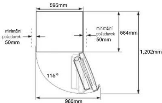 595mm minimální požadavek 50mm 584mm 1,202mm 960mm 115°