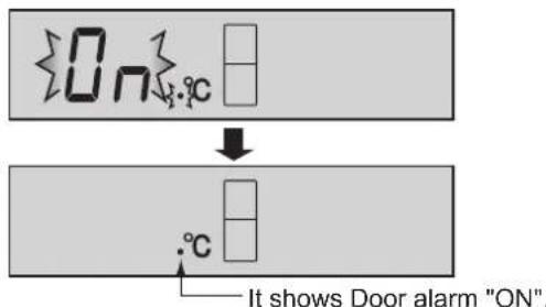 0°C °C It shows Door alarm "ON".