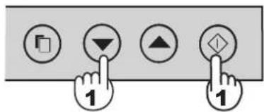 Diagram showing four labeled icons with arrows pointing to circular buttons, numbered 1 at the bottom.