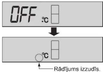 OFF °C Rādījums izzudīs.