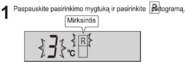 1 Paspauskite pasirinkimo mygtuka ir pasirinkite kiptogramą. Mirksintis 3 °C R