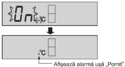 On °C °C Afisează alarmă ușă „Pornit”.