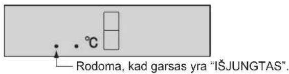 Rodoma, kad garsas yra "IŠJUNGTAS".
