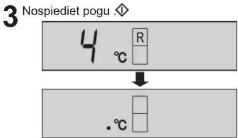 3 Nospiediet pogu .◇ 4 °C R ↓ .°C