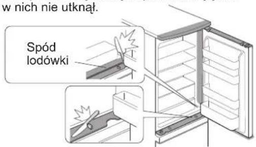 w nich nie utknąt. Spód lodówki