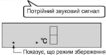 Потрійний звуковий сигнал • °C Показує, що режим збереження