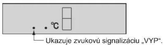 Ukazuje zvukovú signalizáciu „VYP“.