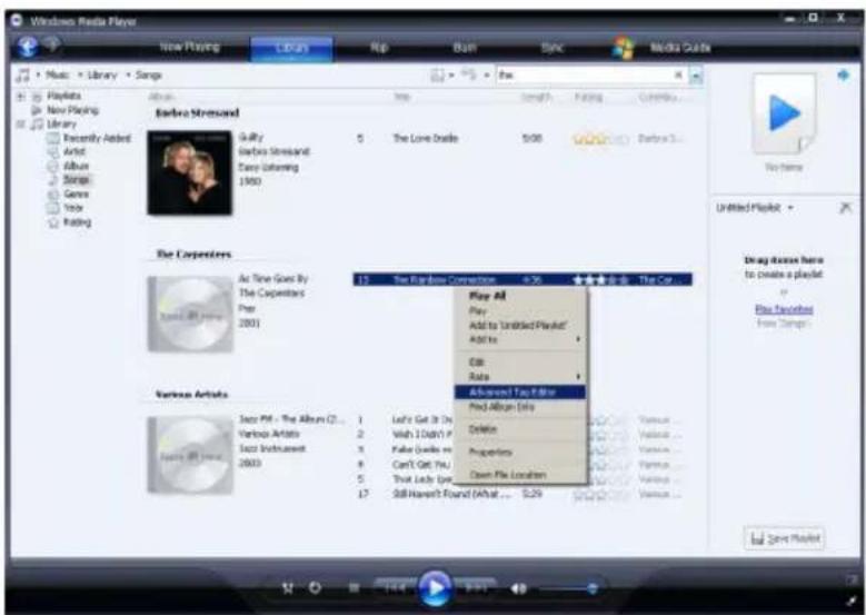 PHILIPS DLC2407 - Úpravy informací o písních pomocí Windows Media Player - 1