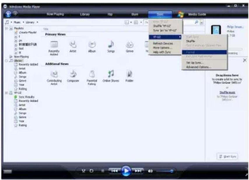 PHILIPS DLC2407 - Formátování přehrávače pomocí Windows Media Player - 1