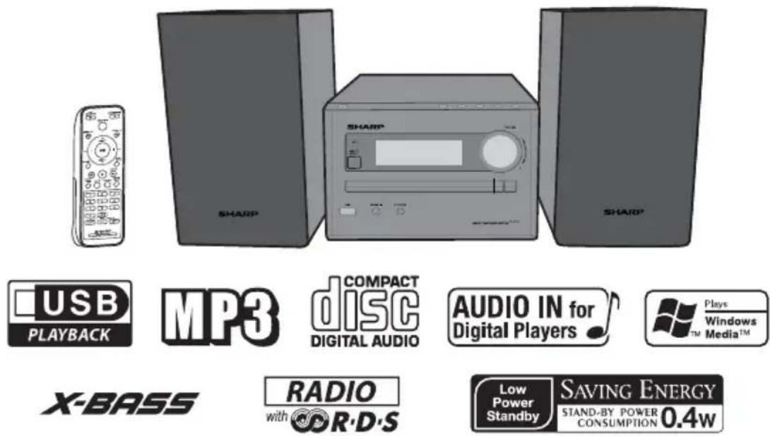 USB PLAYBACK MP3 COMPACT disc DIGITAL AUDIO AUDIO IN for Digital Players Plays Windows Media™ X-BASS RADIO with R·D·S Low Power Standby SAVING ENERGY STAND-BY POWER CONSUMPTION 0.4W