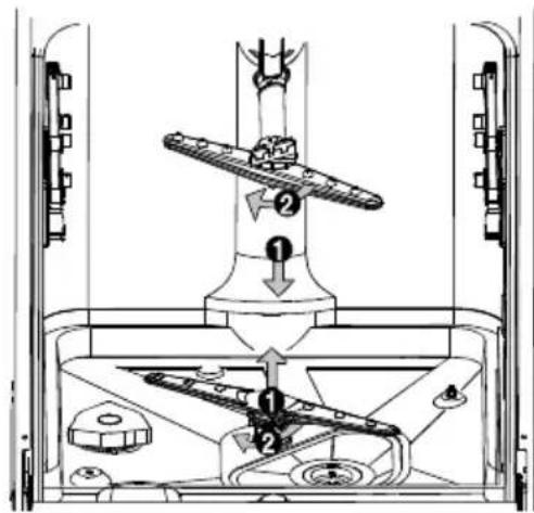 Technical diagram of a mechanical device with labeled components and directional arrows indicating motion or assembly.