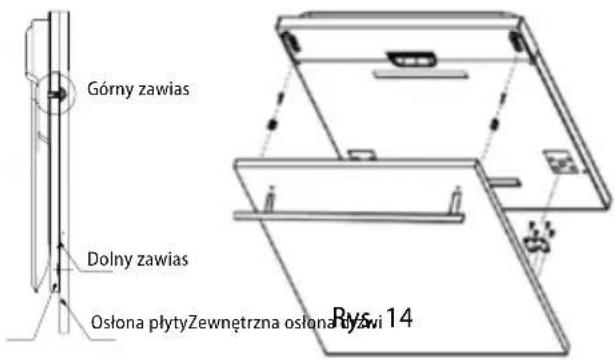 Górny zawias Dolny zawias Oślona płyty Zewnętrzna osłona płyzyi Rys. 14