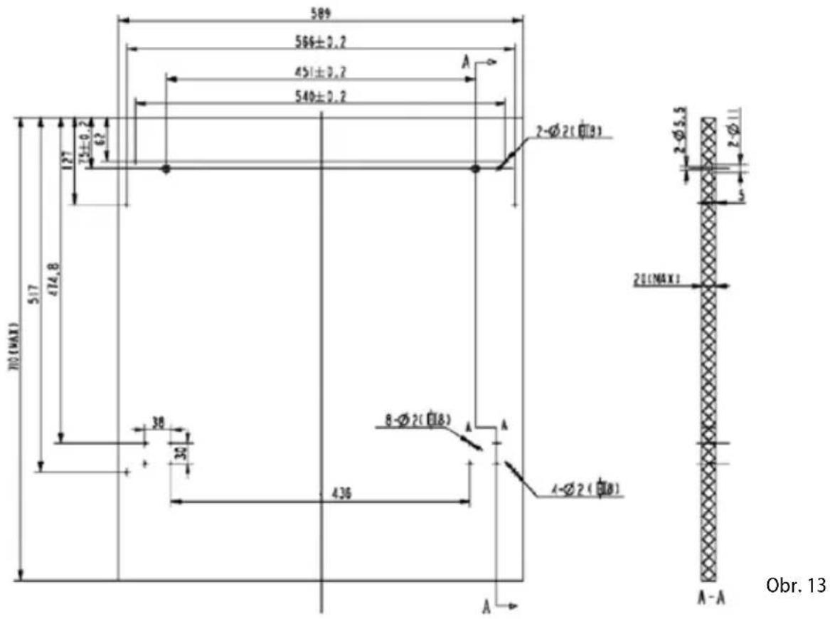 589 566±2.2 451±2.2 540±2.2 A 127 35±0.2 62 2-Ø2(自B) 2Ø5.5 2Ø11 21(NAX) 517 474.8 38 30 436 B-Ø2(自B) A 4-Ø2(自B) A-A Obr. 13