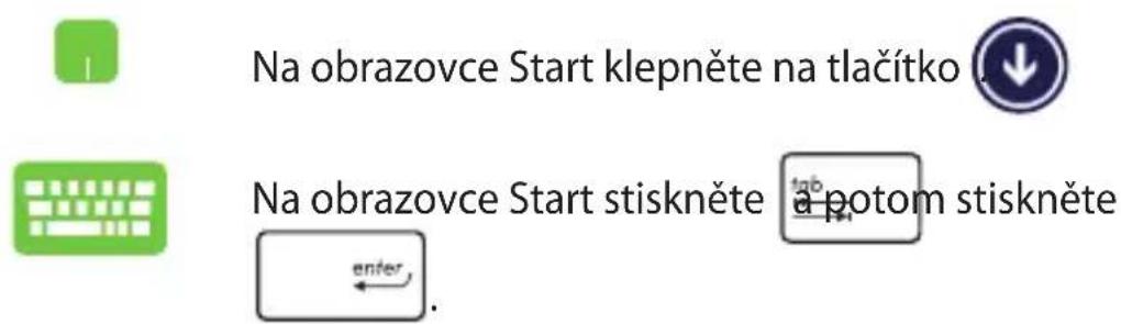 Na obrazovce Start klepněte na tlačítko Na obrazovce Start stiskněte a potom stiskněte enter.