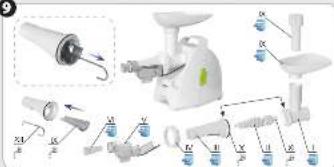Technical diagram of a medical or laboratory device with labeled parts and directional arrows indicating assembly or process flow.