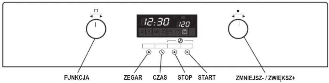 FUNKCJA ZEGAR CZAS STOP START 12:30 120 ZMNIEJSZ-/ZWIĘKSZ+
