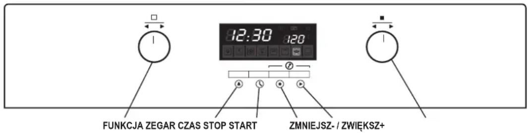 FUNKCJA ZEGAR CZAS STOP START 12:30 120 ZMNIEJSZ- / ZWIĘKSZ+