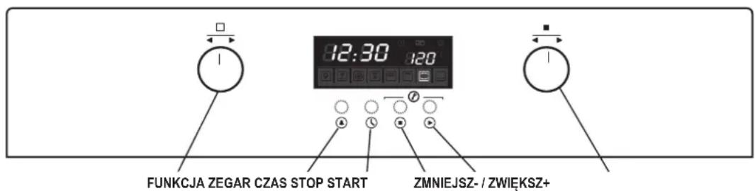 FUNKCJA ZEGAR CZAS STOP START 12:30 120 ZMNIEJSZ- / ZWIĘKSZ+