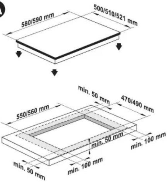 580/590 mm 500/510/521 mm 550/560 mm min. 50 mm 470/490 mm min. 50 mm min. 100 mm min. 100 mm