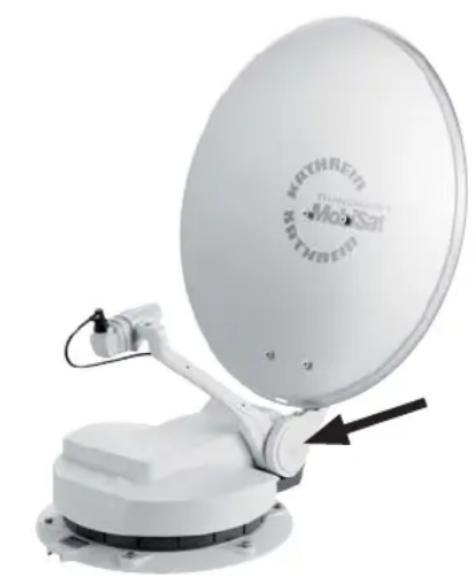 Exterior view of a white satellite dish antenna with 'MOTHEIN' and 'MobSat' branding on its side (no additional text or symbols visible)