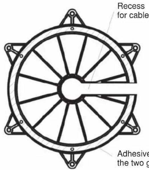 Recess for cable Adhesive the two g