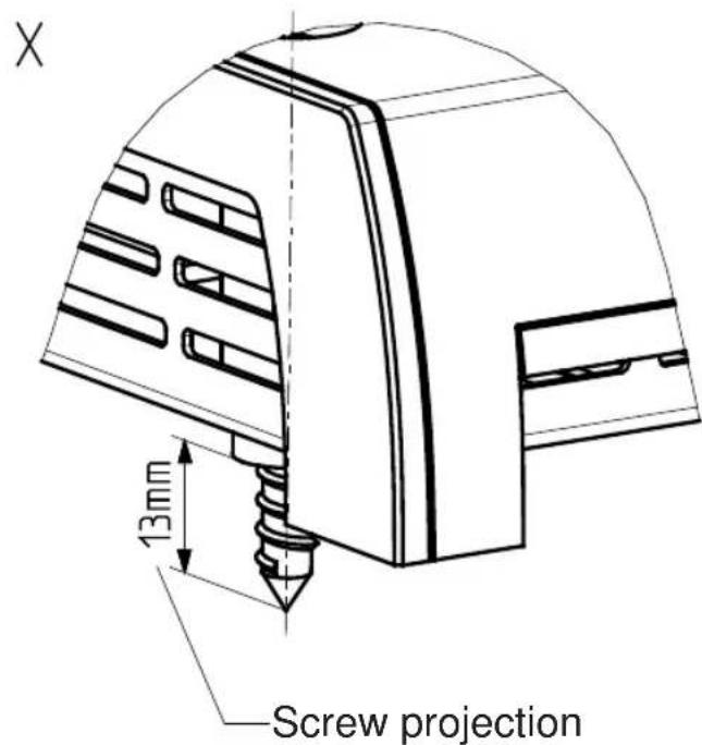 X 13mm Screw projection
