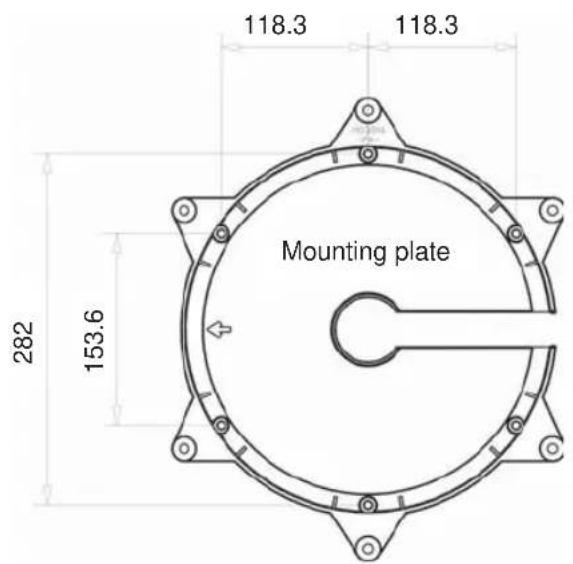 118.3 118.3 Mounting plate 282 153.6