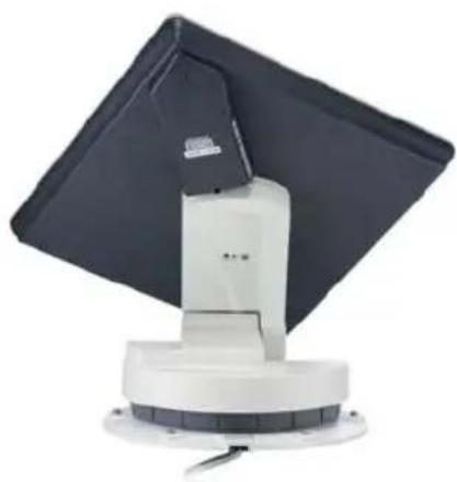 Close-up of a black and white electronic device mounted on a circular base (no visible text or symbols)