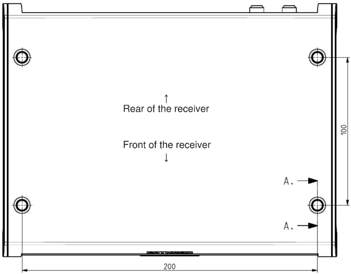 Rear of the receiver Front of the receiver A. A. 200 100