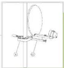Technical diagram of a mechanical device with labeled parts ① and ②