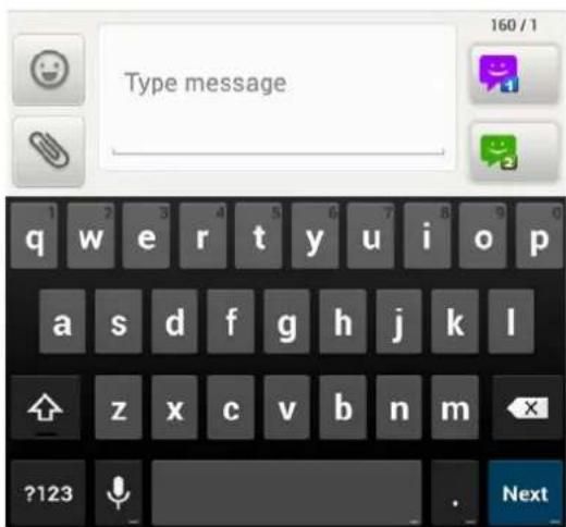 Type message 1 2 3 4 5 6 7 8 9 0 q w e r t y u i o p a s d f g h j k l z x c v b n m ?123 Next