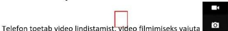 Telefon toetab video lindistamist, video filmimiseks vajuta