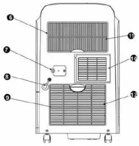 Labeled diagram of a refrigerator interior with numbered parts for identification