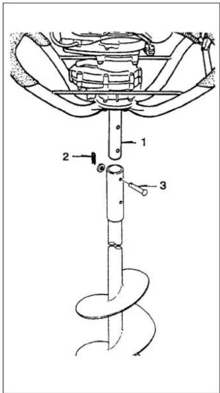 Technical diagram of a mechanical device with labeled parts 1, 2, and 3, showing internal components and motion path.