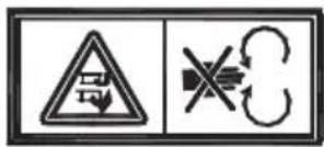 Warning sign with triangular warning symbol and crossed-out circular arrow indicating anti-impacted or reprotected condition