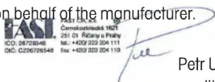 n behalf of the manufacturer. IASA Past 01/26 Černostřická 1821 251.01 Rizany u Praty - tel.: +420/323 204 111 DIC: C226726548 fruc: +420/323 204 110 Petr U qualit