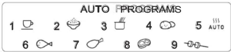 AUTO PROGRAMS 1 2 3 4 5 AUTO 6 7 8 9