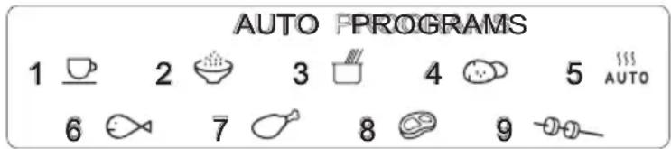 AUTO PROGRAMS 1 2 3 4 5 AUTO 6 7 8 9