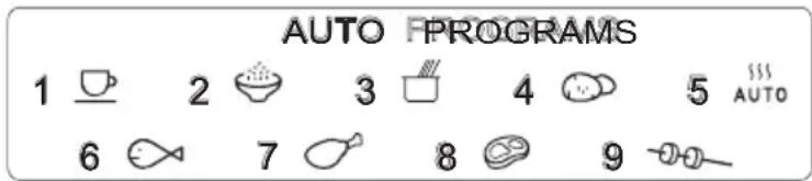 AUTO PROGRAMS 1 2 3 4 5 AUTO 6 7 8 9