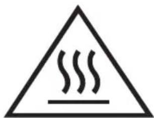 Warning symbol of a triangle with steam lines inside, no text or numbers present