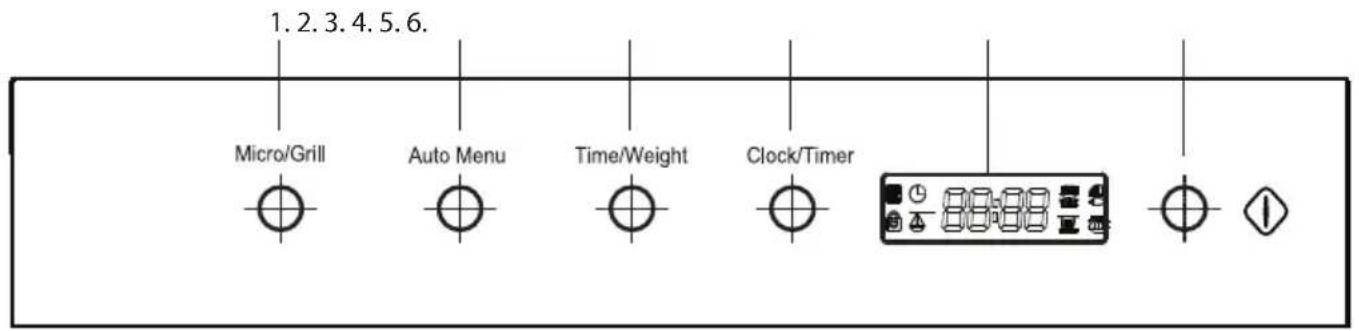 1.2.3.4.5.6. Micro/Grill Auto Menu Time/Weight Clock/Timer