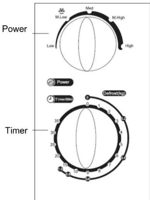 Power Low Med M.Low M.High High Power Timer 0 Defrost(kg) 0 1 2 3 4 5 6 7 8 9 10 11 12 13 14 15 16 17 18 19 20 25 30 35 Timer(Min)