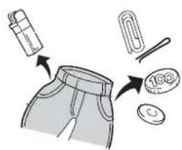 Illustration showing garment construction steps with labeled parts: pocket, collar, and 100mm coin.