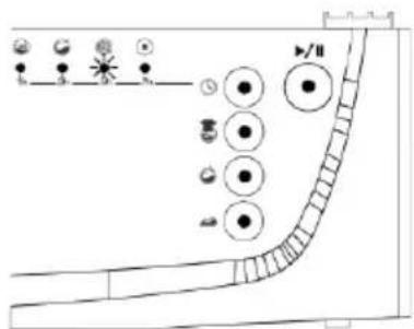 Diagram showing a curved structure with circular elements and symbols, possibly representing a layout or layout design.