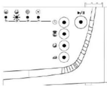 Diagram showing a curved path with circular markers and directional symbols, likely representing a road or pipeline system.