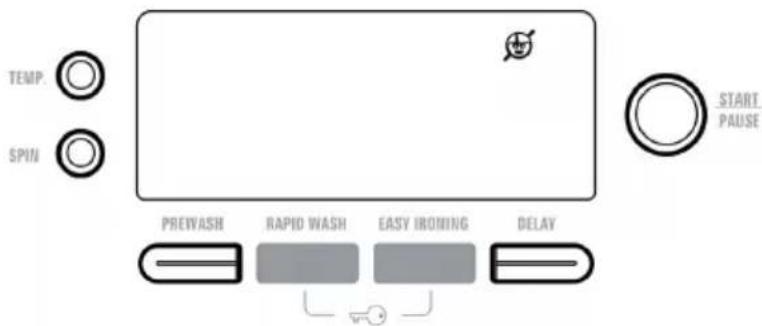 TEMP SPIN PREWASH RAPID WASH EASY IRONING DELAY START PAUSE