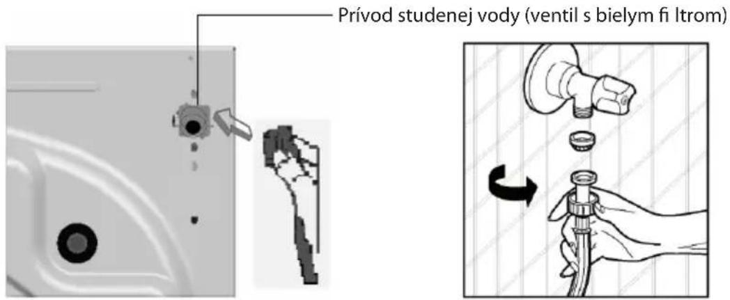 Prívod studenej vody (ventil s bielym fi ltrom)