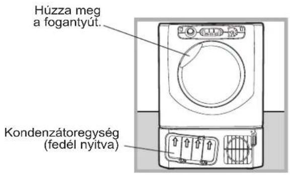 Húzza meg a fogantyút. Kondenzátoregység (fedél nyitva)