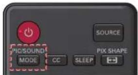 PIC/SOUND MODE CC SOURCE PIX SHAPE